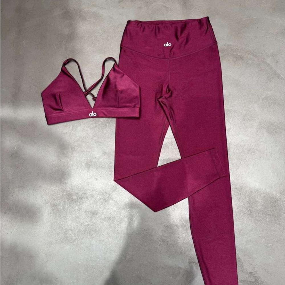 ALO Yoga Burgundy Leggings and Bra Set
